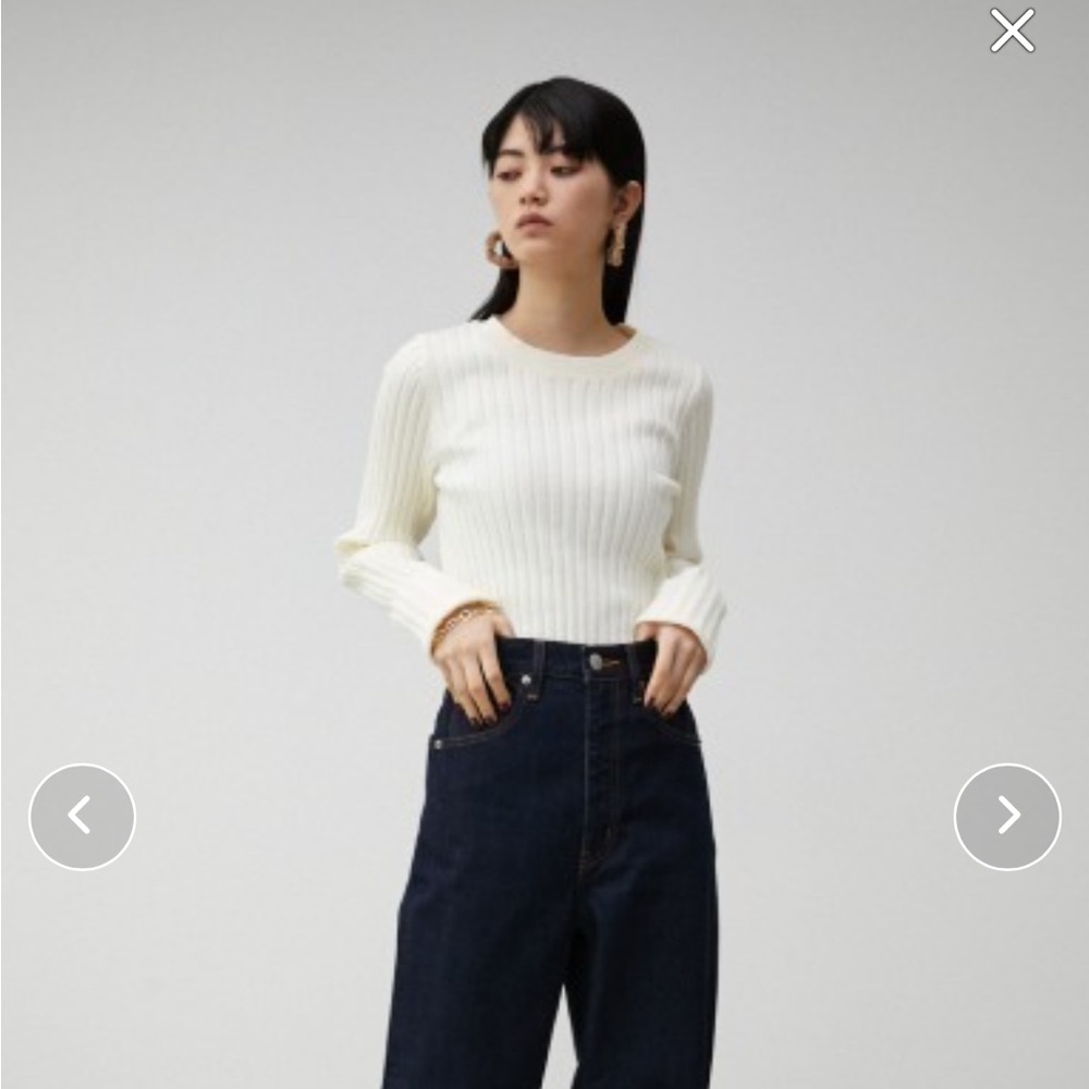 Moussy Cream Thick Ribbed Long Sweater Japan Made Small